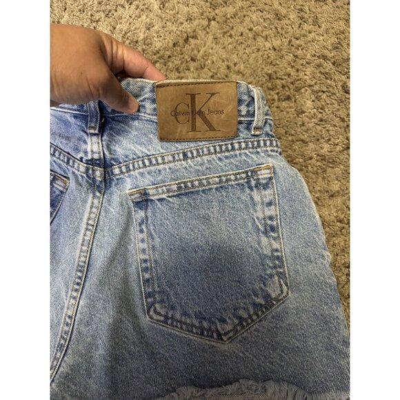 CALVIN KLEIN Vintage 90s Y2k Cut-Off Denim Jean Shorts High Rise Sz 9/27 USA - Picture 6 of 8